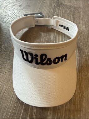 New Wilson Script White Embroidered Visor